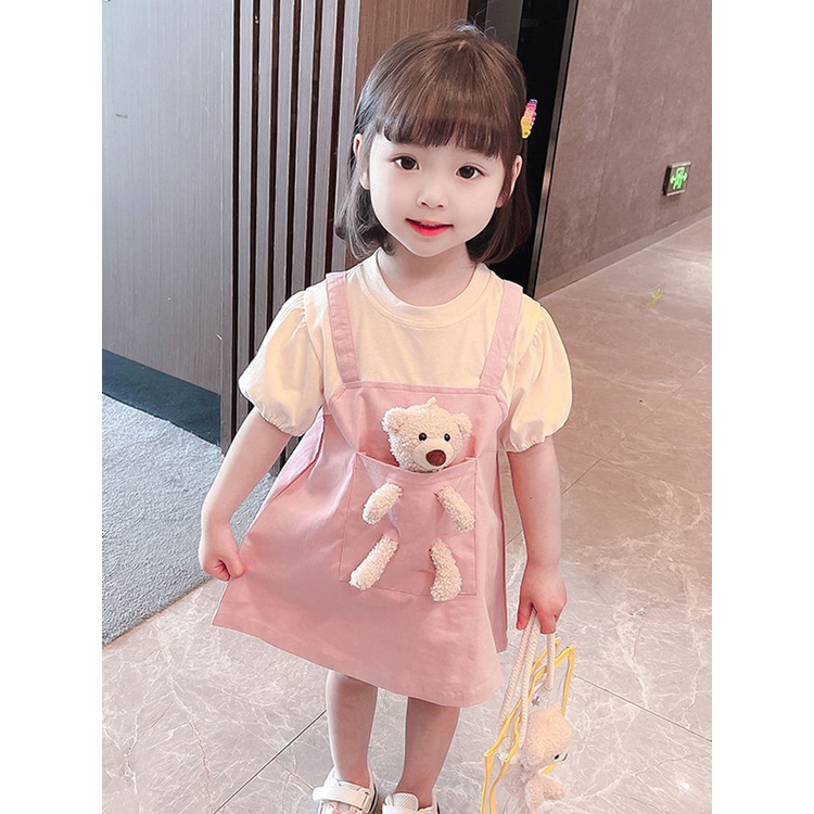 Đầm Công Chúa Mùa Hè Tay Ngắn Có Dây Đeo Mới Cho Bé Gái 1-7 Tuổi