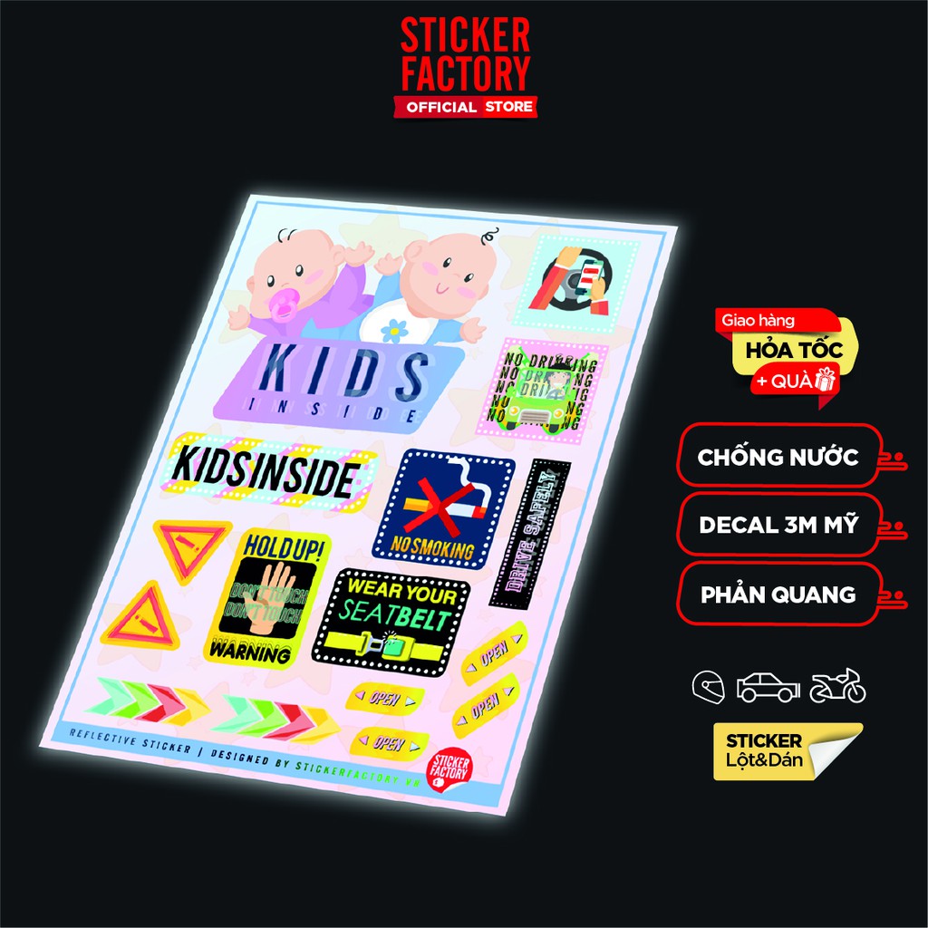 Sticker Reflective hình dán phản quang 3M Premium - STICKER FACTORY - chủ đề Kids inside