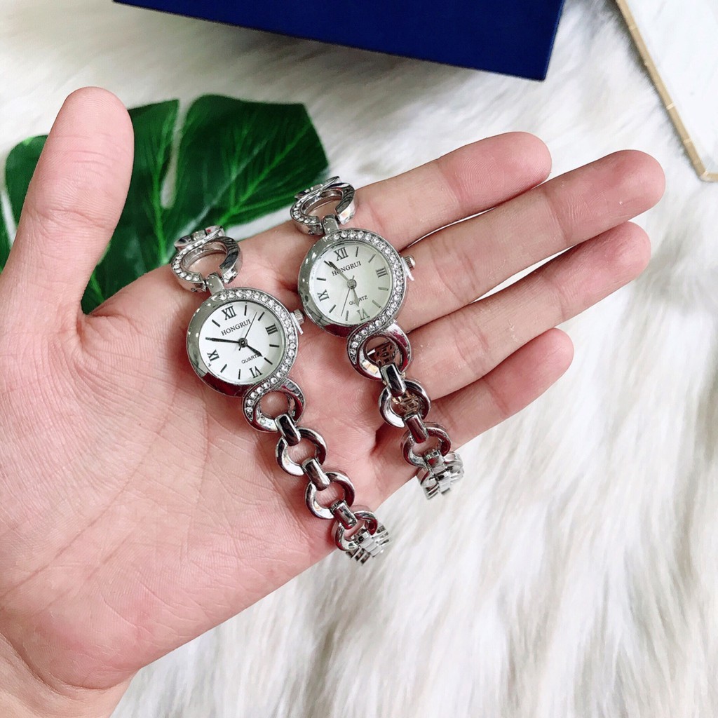 Đồng hồ lắc tay nữ silver chain Hongrui