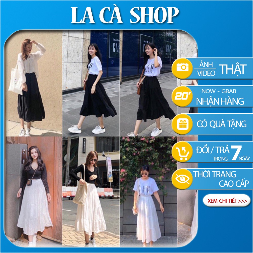 [ TẶNG KÈM XẢ VẢI] Chân váy dài chữ a voan tầng ulzzang phong cách Hàn Quốc | WebRaoVat - webraovat.net.vn