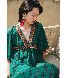 [Kèm feedback] Đầm vintage cổ V cánh dơi Asago