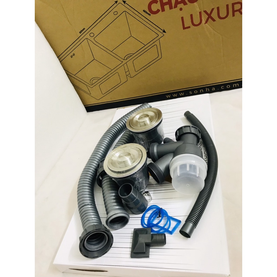 BỘ XI PHÔNG, ỐNG XẢ CHẬU RỬA BÁT 2 HỐ CAO CẤP