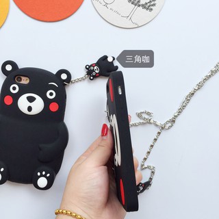 Ốp lưng iphone Gấu Kumamon + móc khóa + dây đeo