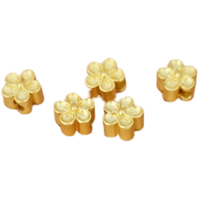 Hạt Xỏ Lỗ Hình Hoa Đào Vàng 18K Làm Trang Sức Thủ Công DIY