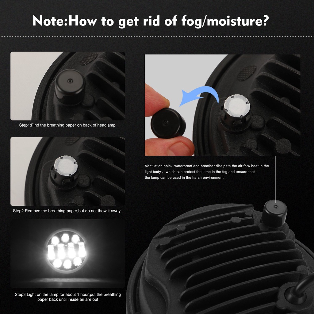 Đèn Pha LED Tròn 80W 5.75 Inch Màu Đen Siêu Sáng Cho Xe Mô Tô