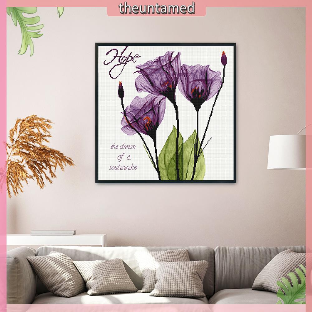 Tranh Thêu Chữ Thập Hình Hoa Tulip 11ct 49x49cm