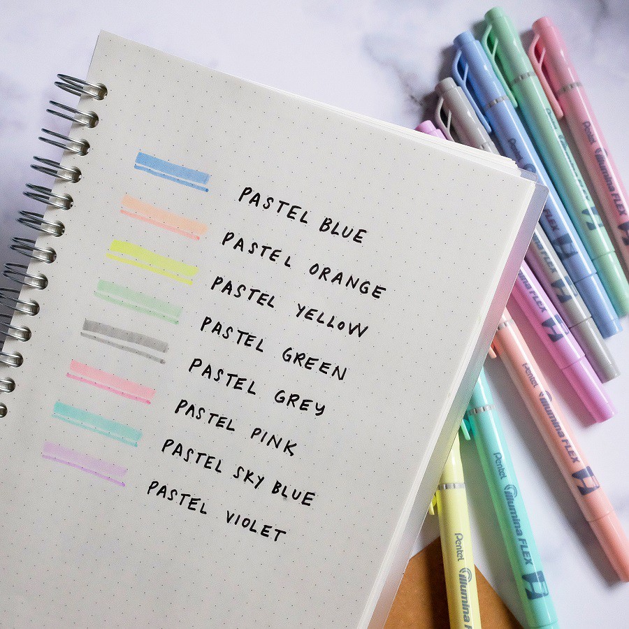 Bút dạ quang Pentel Illumina Flex Twin Tip Highlighter SLW11P - Bold/Five - Màu hồng (Pastel Pink)