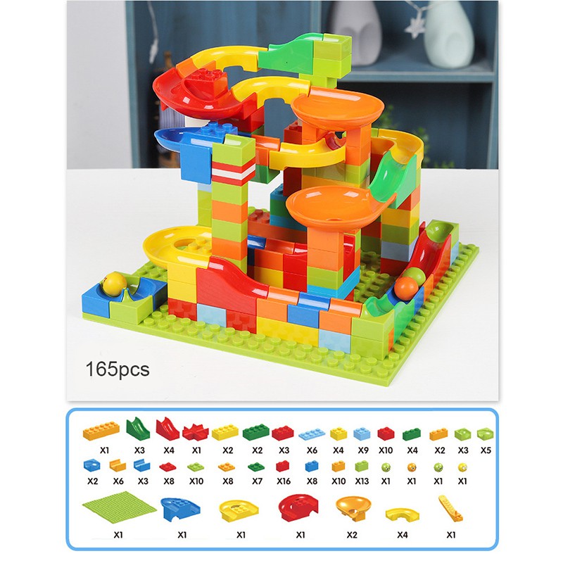 【50%/COD】 165Pcs DIY Construction Crazy Marble Race Run Maze Track Building Blocks Set 【TVN】