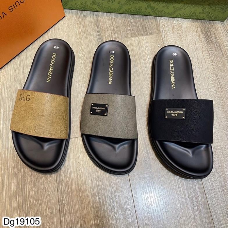 (Ảnh thật) Dép quai ngang đôn chề cho nam - Dép lê D&G quai da đế cao su mềm đinh logo siêu đẹp