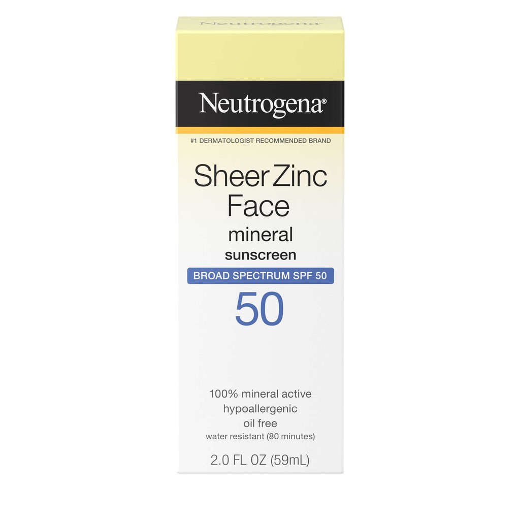 Kem Chống Nắng Neutrogena Sheer Zinc Face Dry-Touch Sunscreen Broad Spectrum SPF 50 (59mL)