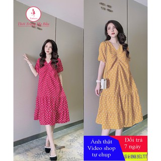 Váy bầu mùa hè chấm bi .New 2 màu 50 -75kg (hàng loại 1 )