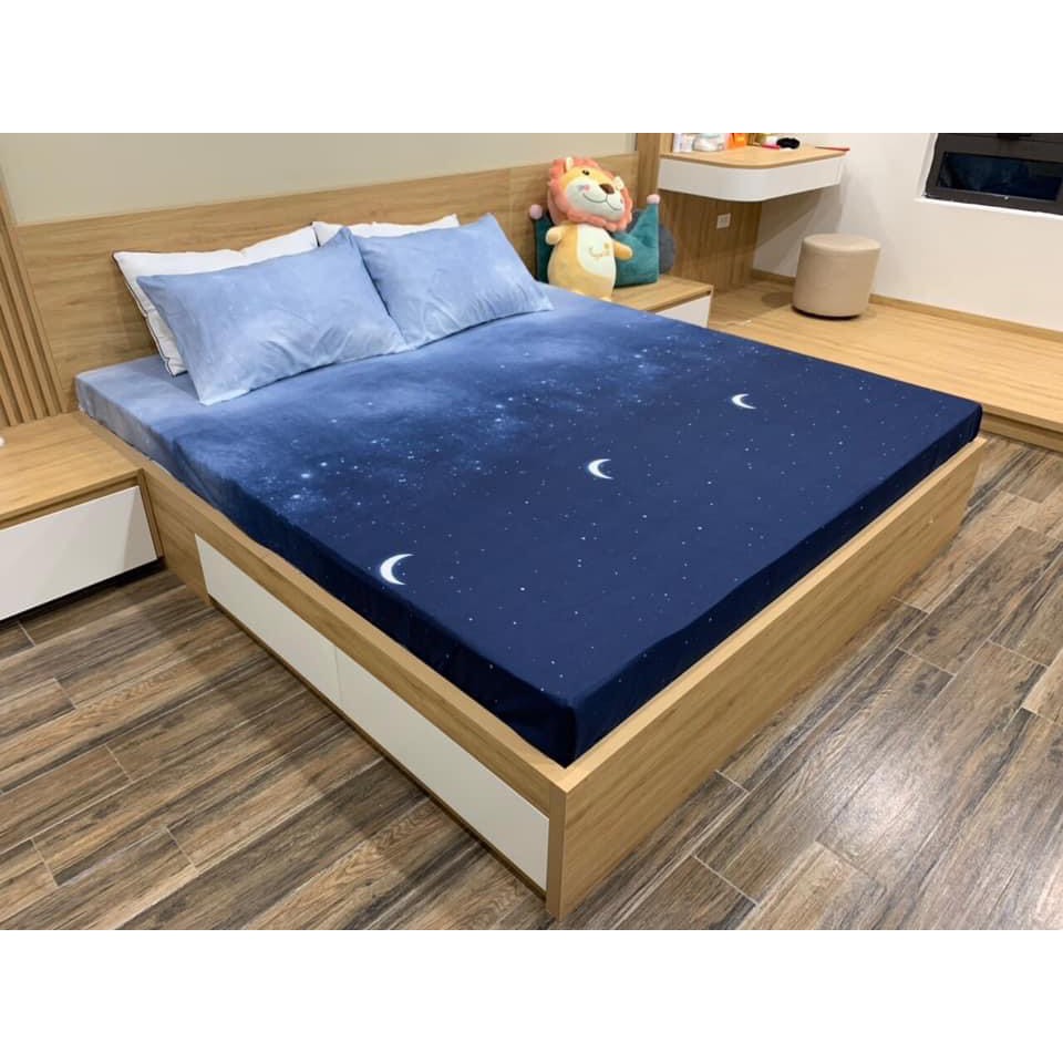 Bộ Ga Gối Cotton Poly 3D Họa Tiết - Mặt Trăng
