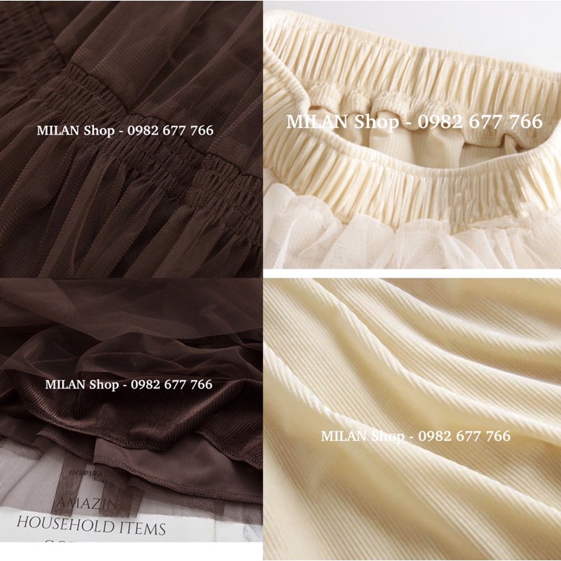 Chân váy von midi hai kiểu lót nhiều màu mix đồ quanh năm