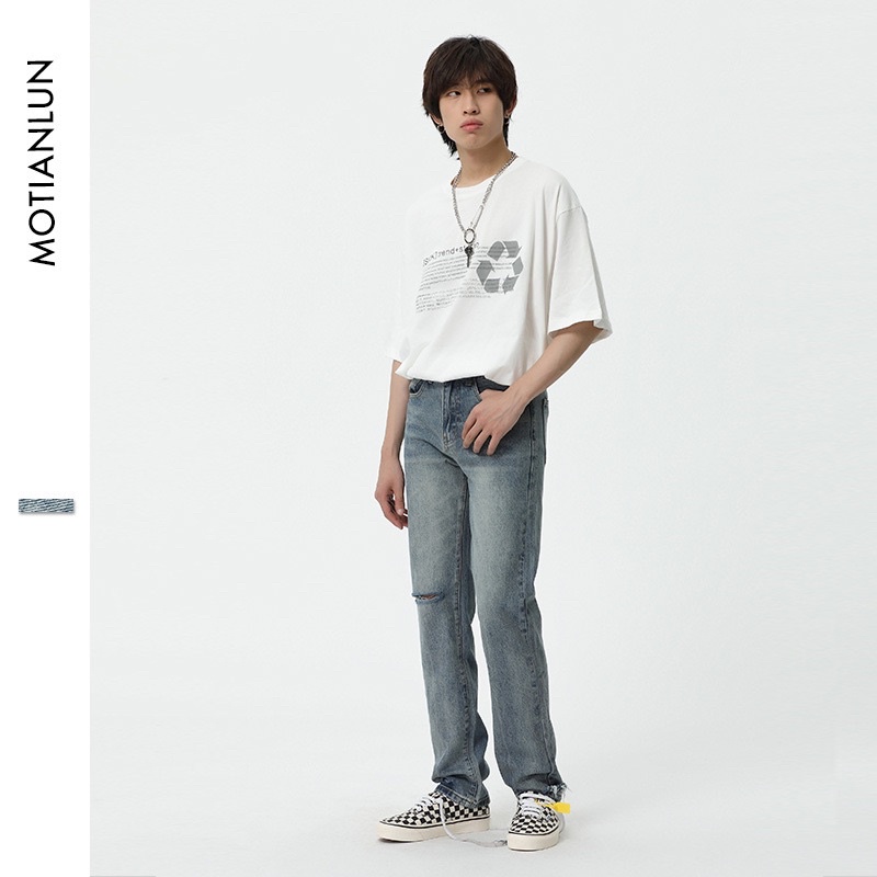 Quần jeans rách gối phong cách