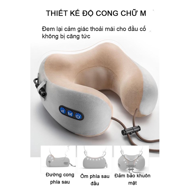 Gối Mát Xa Cổ Vai Gáy Chính Hãng- Máy Massage Chữ U Kiêm Gối Ngủ Đa Chức Năng - Tốt Cho Sức Khỏe
