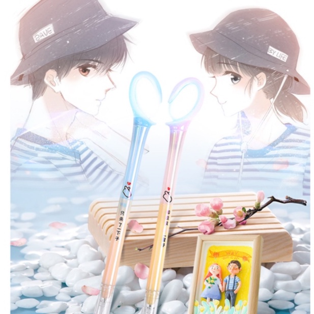 [Hàng mới về] Combo hộp Bút tình nhân Trái tim ghép đôi phát sáng - Bút đôi, bút cặp phát sáng