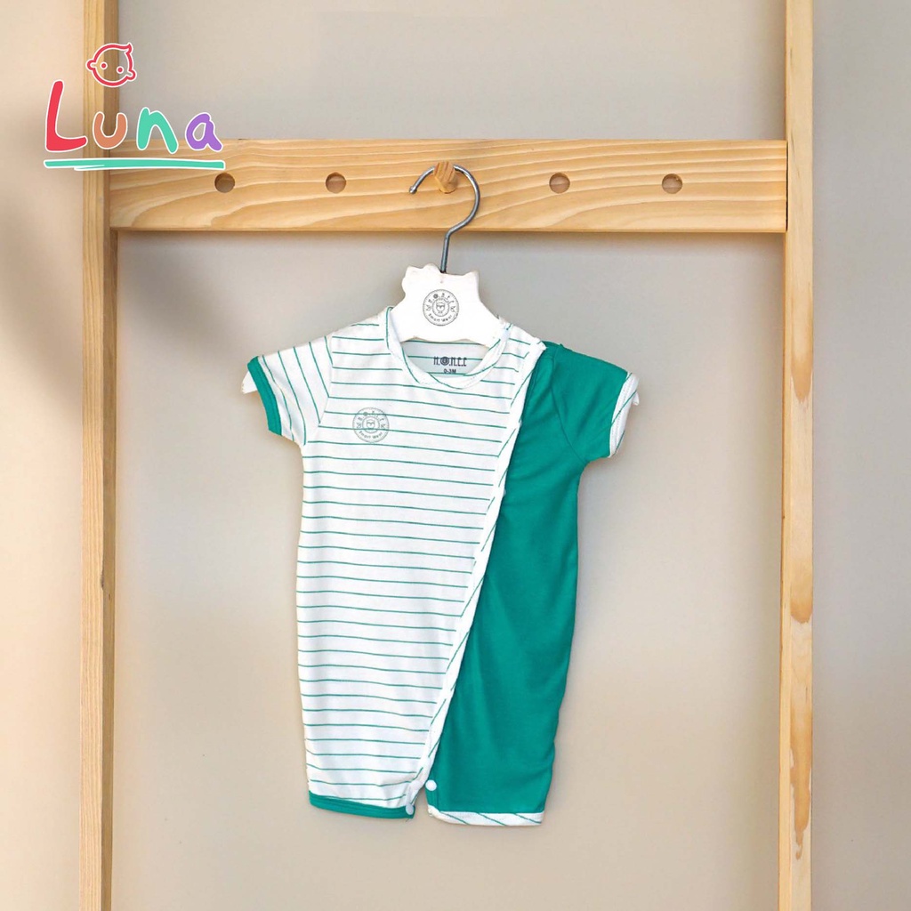 HRNEE CHÍNH HÃNG Bộ Body Suit Cộc Tay Cài Chéo Petit Cho Bé Sơ Sinh 0-9 tháng