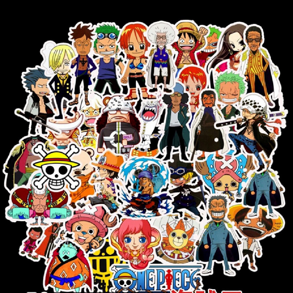 Bộ 50 Miếng Dán Trang Trí laptop Ván Trượt Họa Tiết Hoạt Hình One Piece