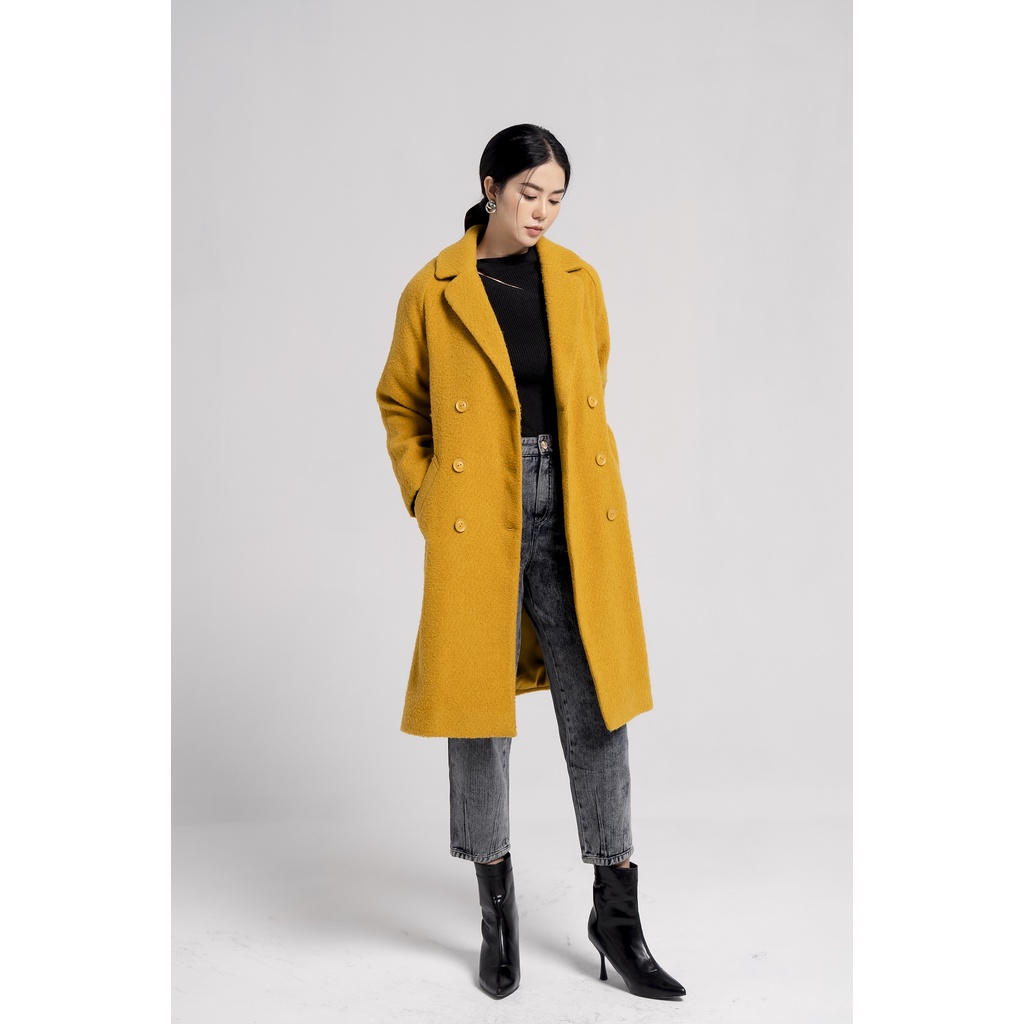 Áo khoác măng tô nữ dáng dài dạ len Eva de Eva 21ACOE001Y