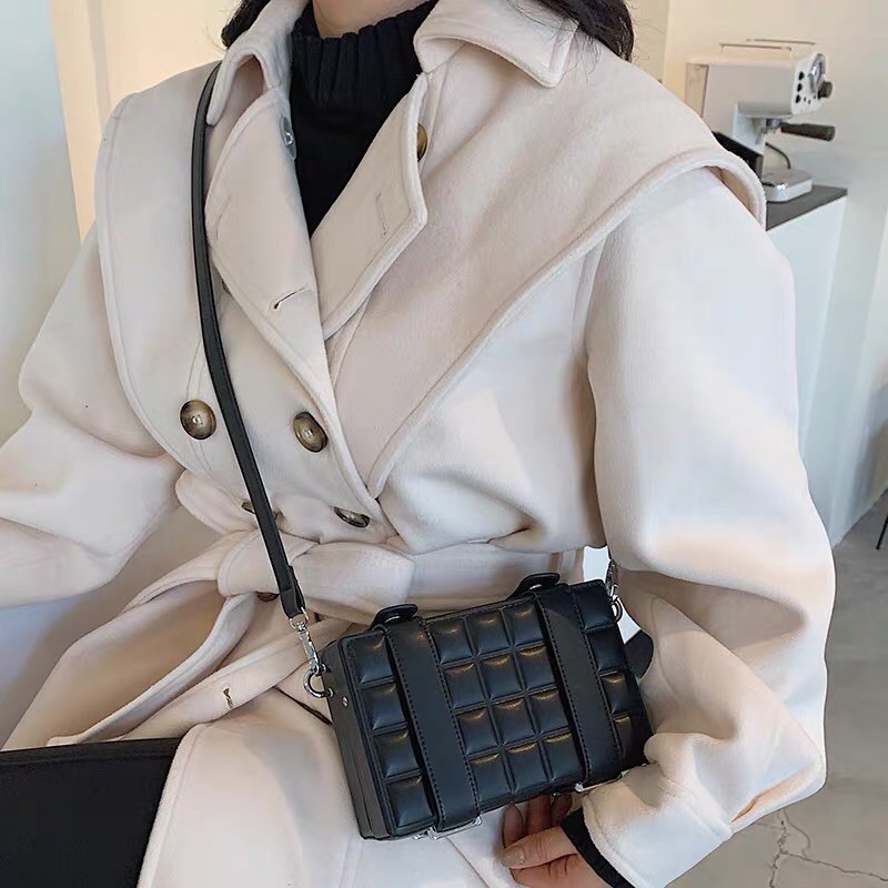 Túi xách hộp đeo chéo hoạ tiết ô vuông nổi lạ mắt vintage đi chơi đi làm du lịch