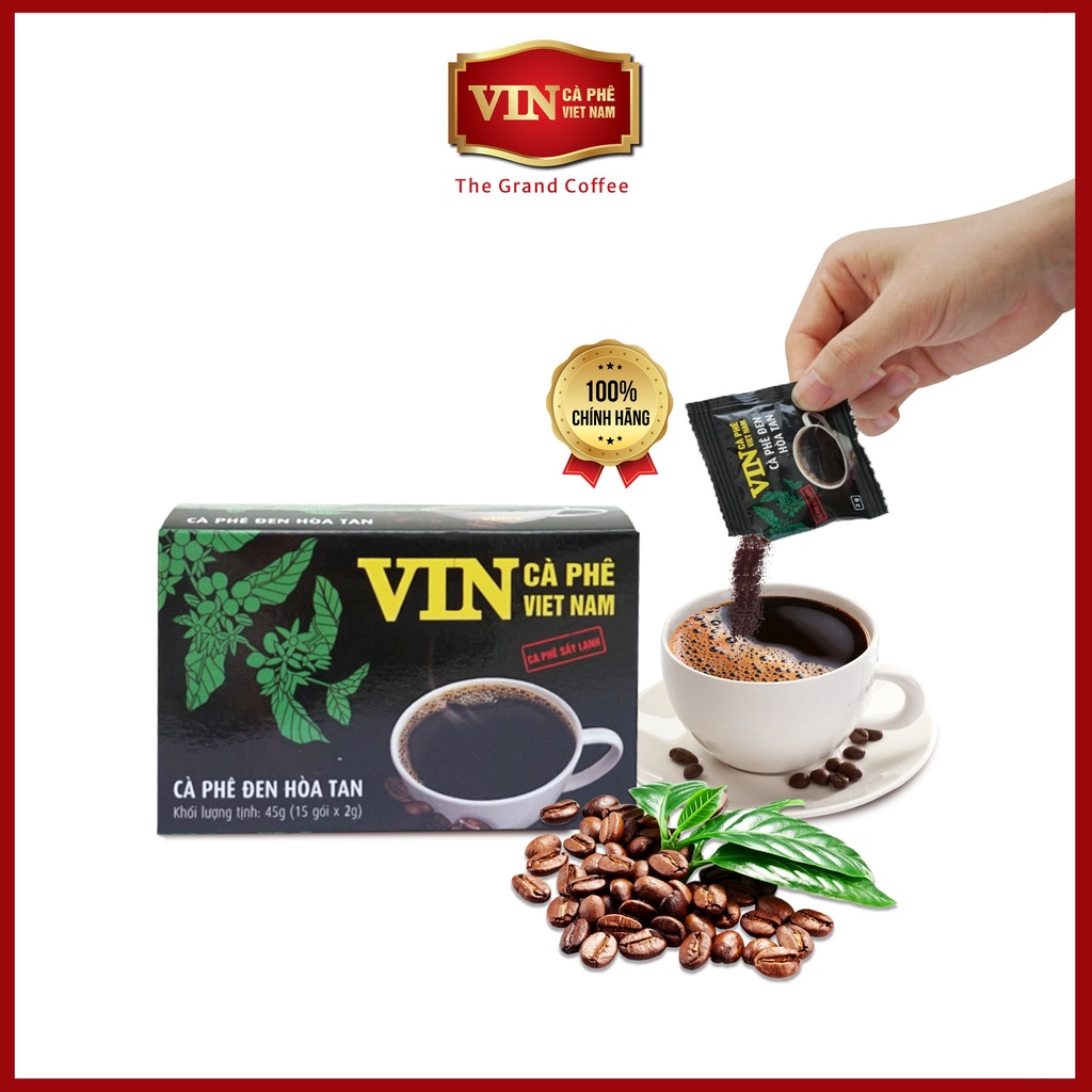 Cà phê hoà tan đen VIN cà phê, cà phê rang xay nguyên chất