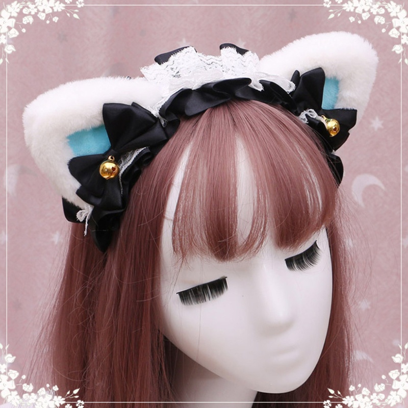 Cài Tóc Tai Mèo Phối Ren Và Chuông Phong Cách Lolita Cho Nữ
