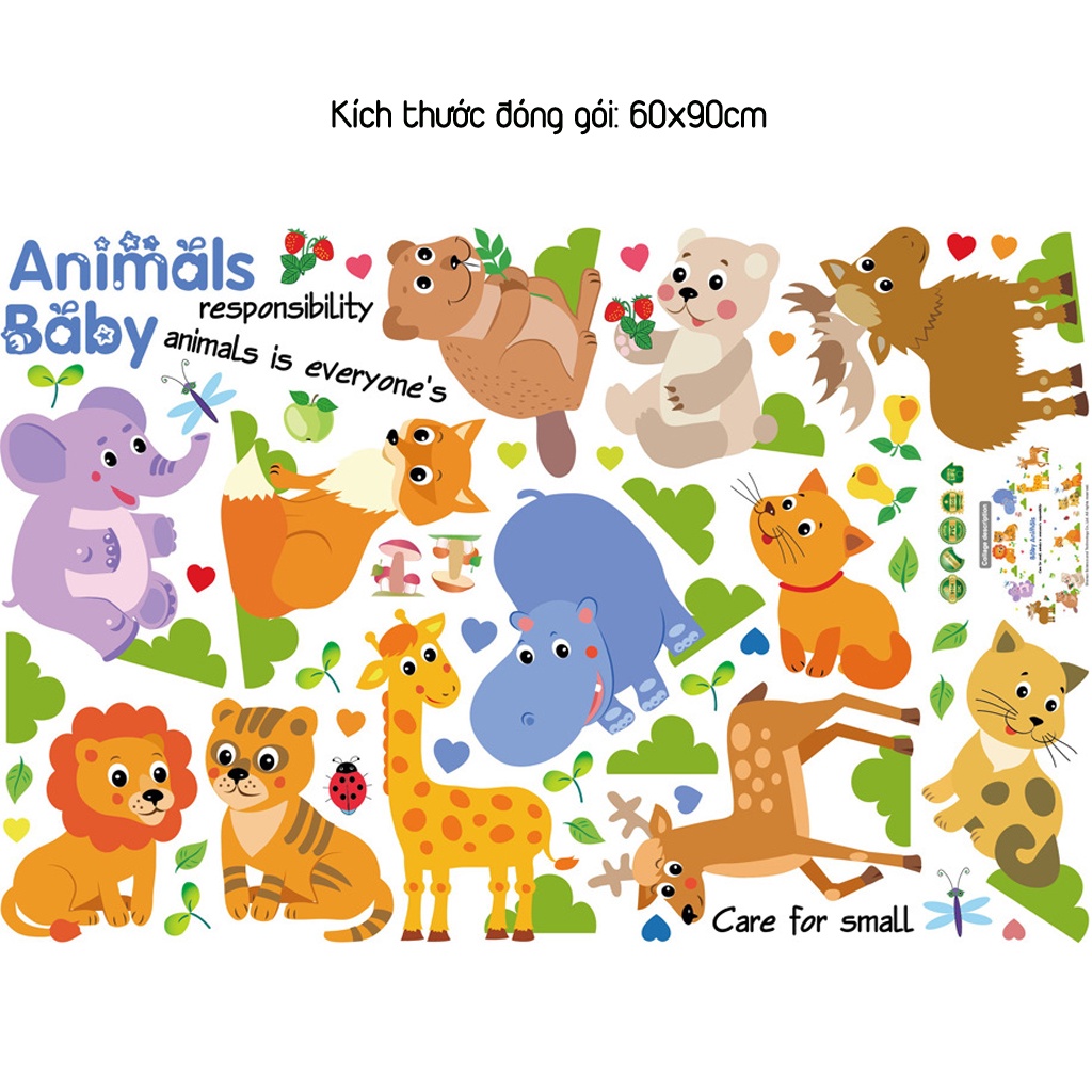 Decal Dán Tường Các Loại Thú Ngộ Nghĩnh C118