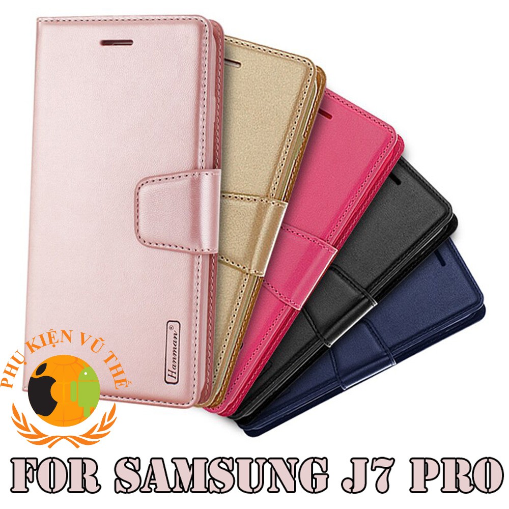 Bao Da Kèm Ví 2 in 1 Samsung Galaxy J7 Pro / J730 Cao Cấp Hanman Hàn Quốc, Có Chống Dựng Điện Thoại, Ngăn Đựng