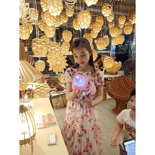 đèn thả trần gỗ DIY dáng quả thông D27cm