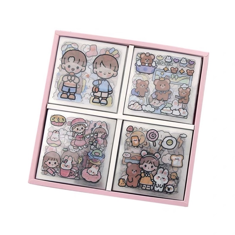 Combo 100 tờ Sticker dán sách vở, đồ dùng hình đáng yêu - hộp 1000 hình dán