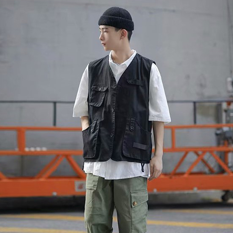 Military Multiple Pockets Cargo Vest Hip Hop Vest Men Dad Core Vest Sleeveless Jacket Gilet Men's Vest Streetwear | BigBuy360 - bigbuy360.vn