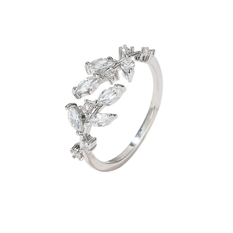Nhẫn hở dành cho nữ kiểu dánh chiếc lá hình giọt sương ANTA Jewelry - ATJ7007