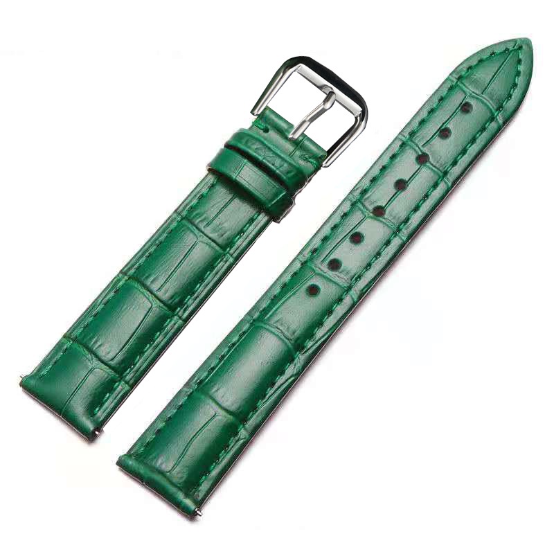 Đồng Hồ Đeo Tay Dây Da Thật Màu Xanh Lá / Tím 10mm 12mm 14mm 16mm Cá Tính Cho Nam Và Nữ