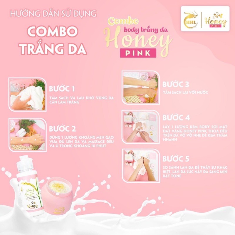 Ủ trắng khoáng men gạo Honey pink.