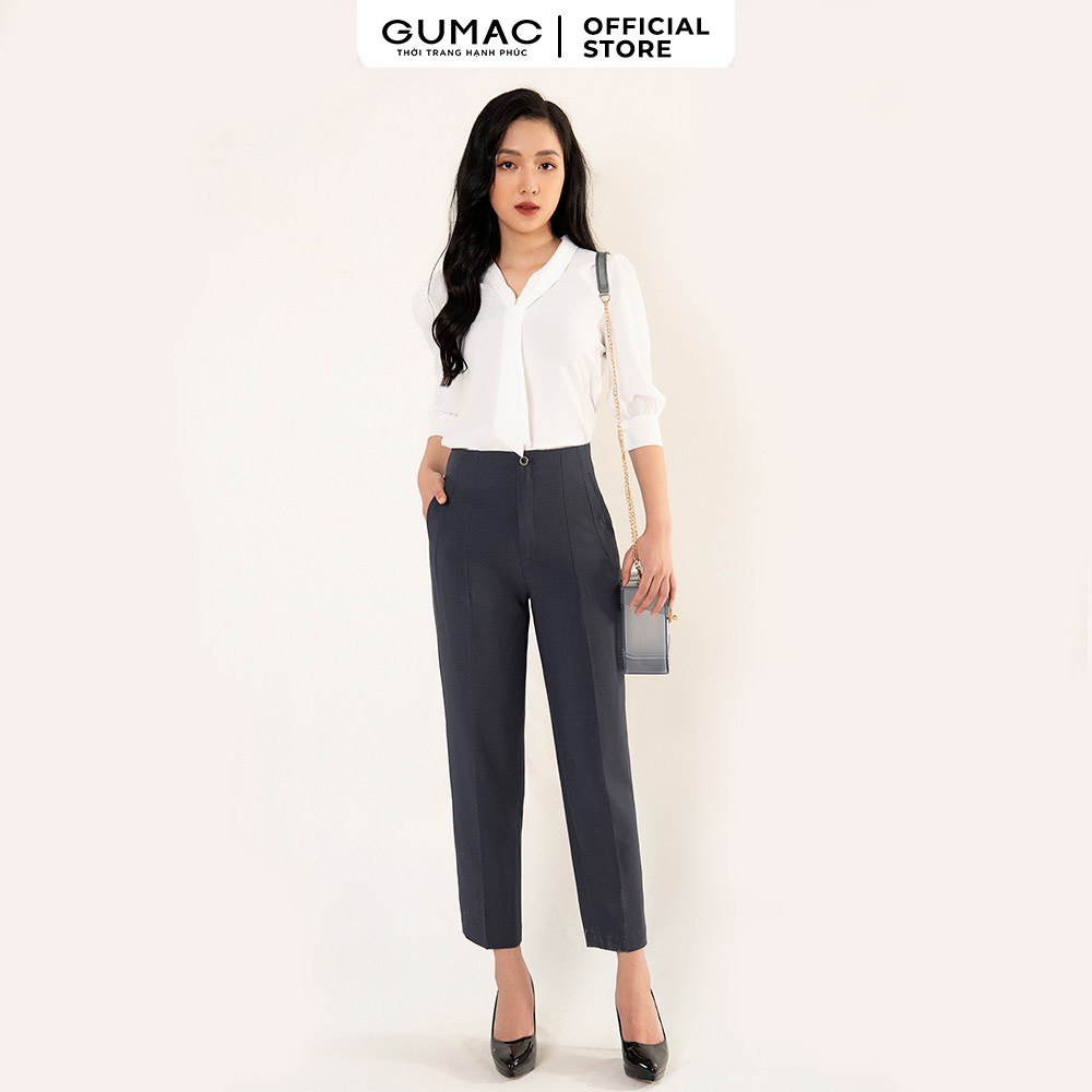 Quần baggy nữ cạp liền GUMAC đồ công sở thanh lịch QB3258