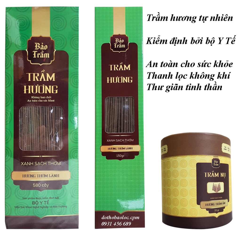 Nhang sạch hương trầm tự nhiên, an toàn, thân thiện sức khỏe, môi trường thương hiệu Bảo Trầm 30cm