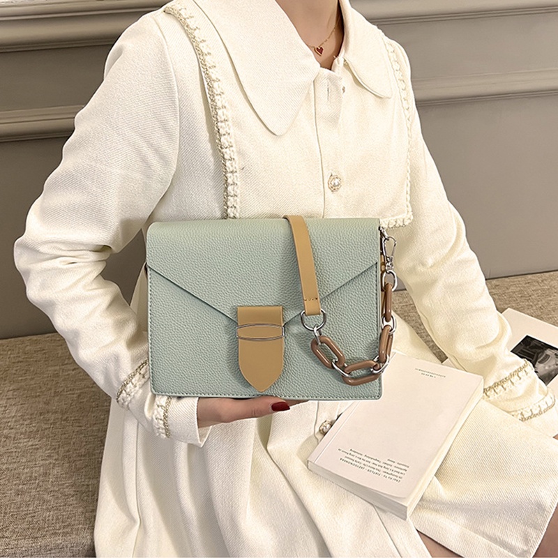 Túi Đeo Vai Hình Vuông Cỡ Nhỏ Phối Dây Xích Thời Trang Cho Nữ