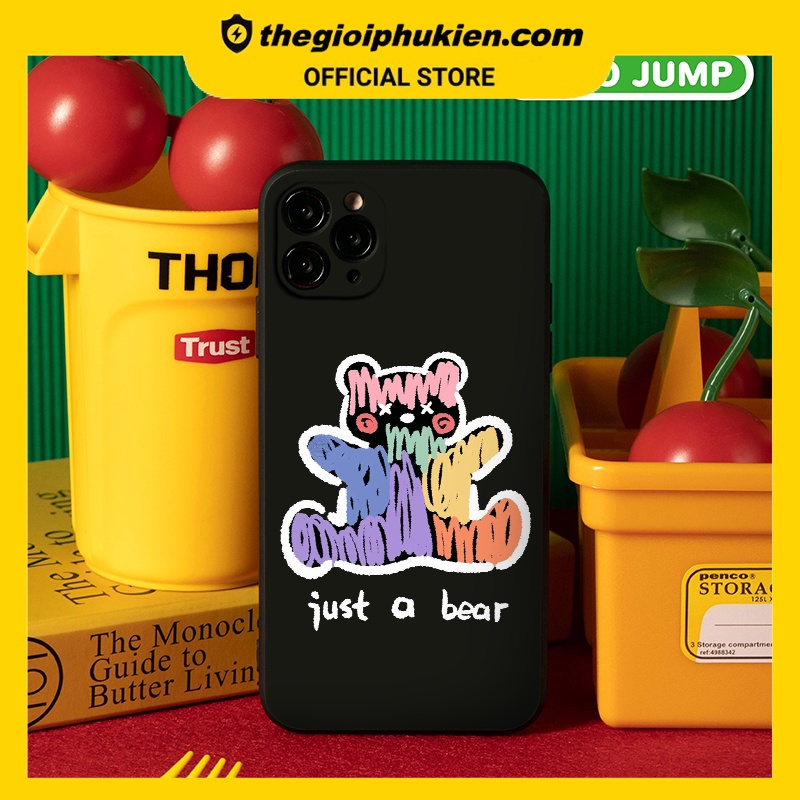 Ốp iphone - Ốp lưng iphone cạnh vuông just a bear dành cho ip 6 đến 14promax - ng298