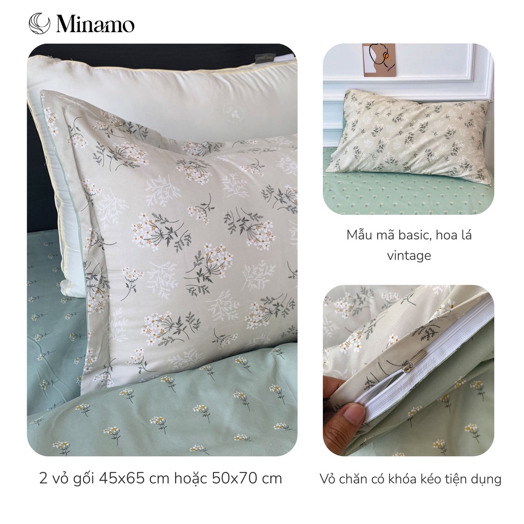 Bộ Ga Giường Cotton Poly Minamo B04 Hoa Nhí Mẫu Mới 2022, Mềm Mịn, Thấm Hút Mồ Hôi, Bo Chun Miễn Phí