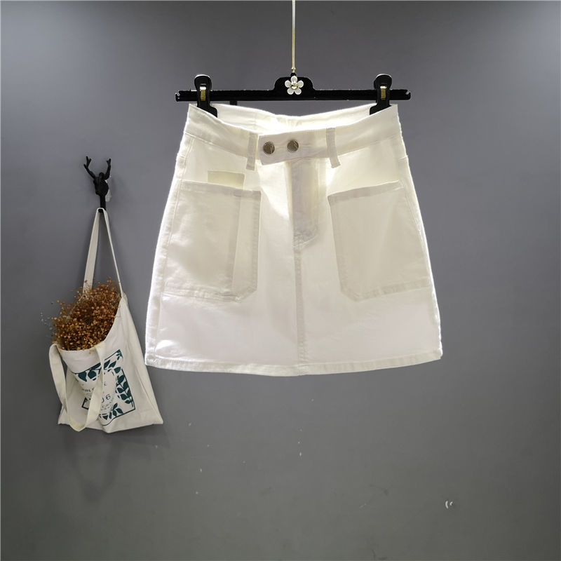 Jiashucheng Chân Váy Denim Lửng Dài Ngang Gối Ôm Dáng Phối Túi Phong Cách Hàn Quốc Mùa Hè Mới Cho Nữ