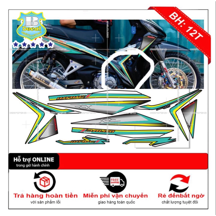 Tem wave RSX 2014 dán xe đen