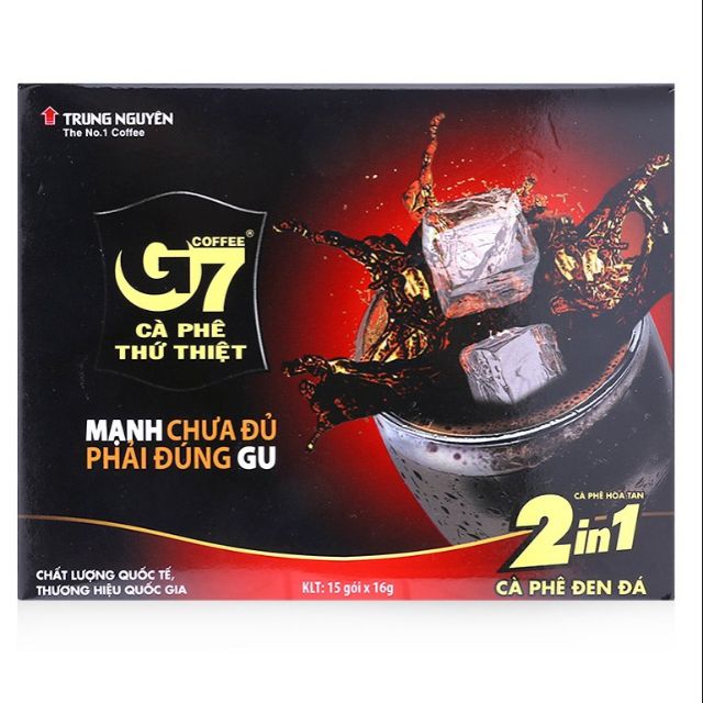 (HSD: T5/2023) Cà phê hòa tan đen đá G7 2in1 - Hộp 15 gói