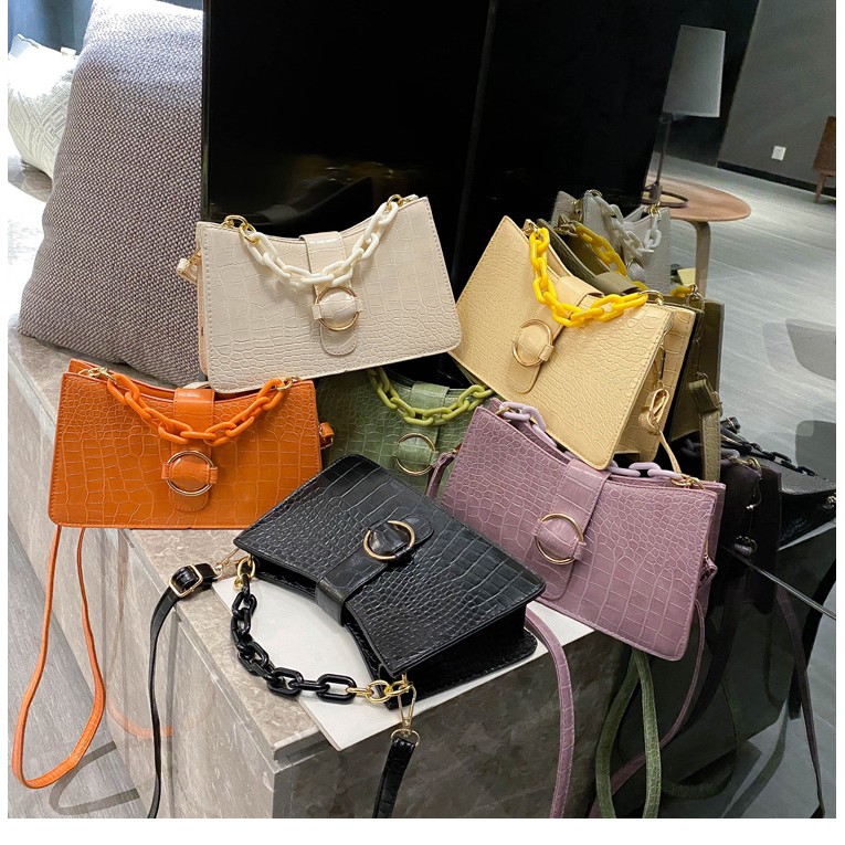 Túi xách nữ, túi đeo chéo sang trọng vân da cá sấu cao cấp phối xích trẻ trung TX25