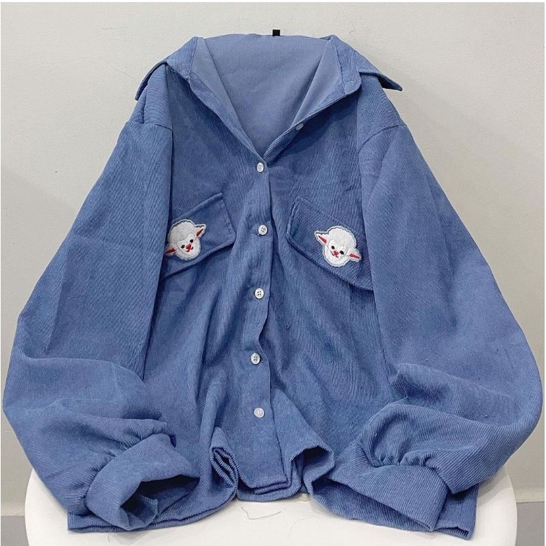 Áo Khoác Sơ Mi Nhung Tăm Thêu Hình  Phông Unisex 38 -65Kg 2022