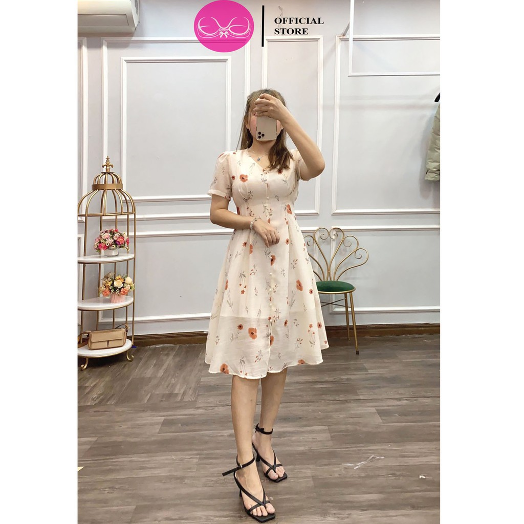 Váy Dáng Xòe Họa Tiết Hoa Voan Tơ Evalover | BigBuy360 - bigbuy360.vn