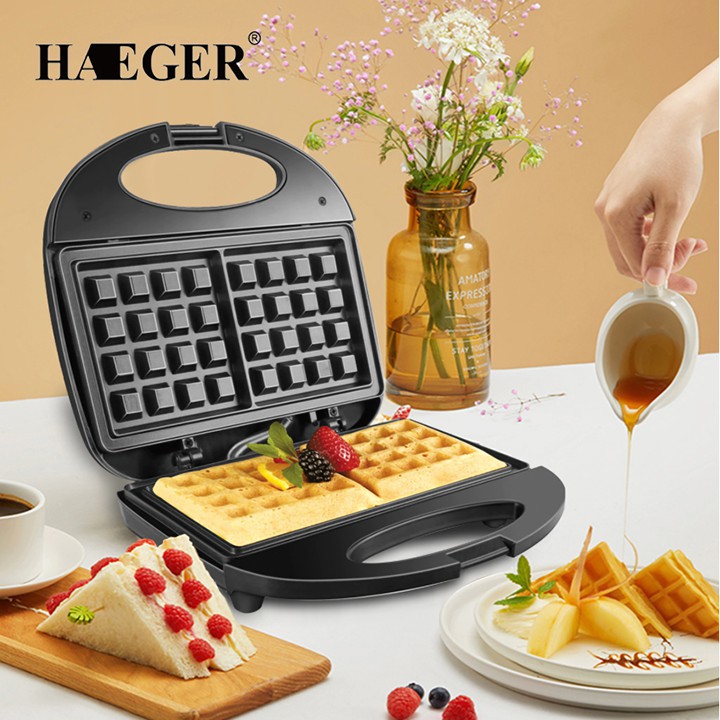 Máy làm bánh kẹp waffle, nướng bánh tổ ong khuôn vuông Haeger