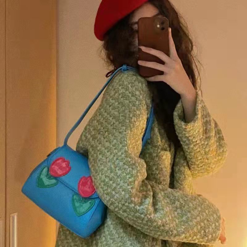 Túi Đeo Vai Hình Hoa Tulip 2022 Màu Trơn Cổ Điển Chất Lượng Cao Cho Nữ