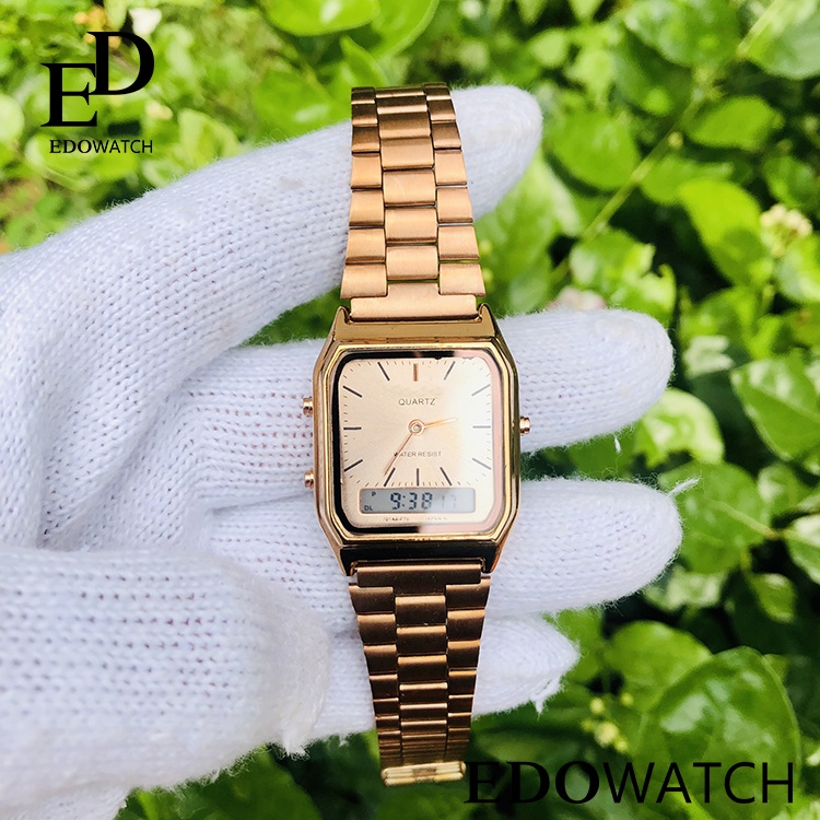 Đồng Hồ Nam, Nữ unisex AQ-230 dây kim loại, vòng tay cuff chống nước, thiết kế thời trang vintage VDD06 | BigBuy360 - bigbuy360.vn