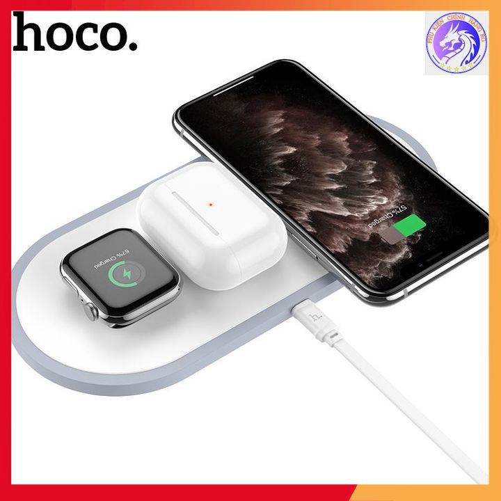 Đế Sạc Không Dây Cao Cấp 3 In 1(SmartPhone+Airpods+SmartWatch)  Hoco CW24 Chính Hãng - Bảo Hành 12 Tháng