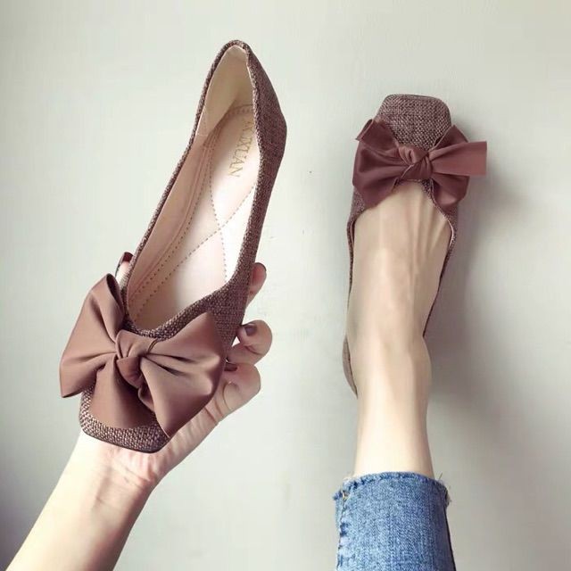 (ORDER) Giày búp bê vải dạ nơ vải BIG SIZE 35-40 - Ảnh thật